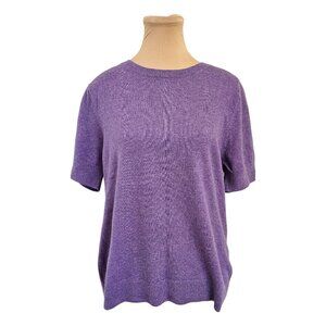 Land's End 100% Cashmere Lavender Short Sleeve Top Sz L